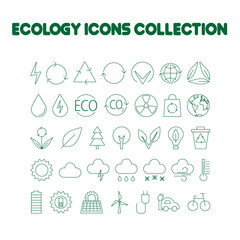 Environmental icons. Ecology icons set. Ecology symbol collection. Green recycling icons. Line icons.