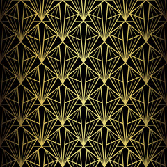 Art Deco Pattern. Vector background in 1920s style. Gold black texture