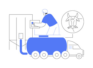 Milk tanker truck abstract concept vector illustration.