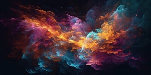 Fototapeta na wymiar AI Generated. AI Generative. Illustration of holi smoke abstract graphic art with space galaxy cosmos inspirational vibe. Graphic Art