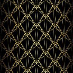 Art Deco Pattern. Vector background in 1920s style. Gold black texture