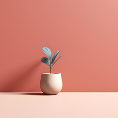 plant in a flowerpot in orange background