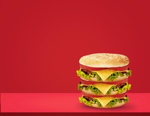 Classic hamburger tasty dish on desk