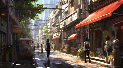 Asian street in the city