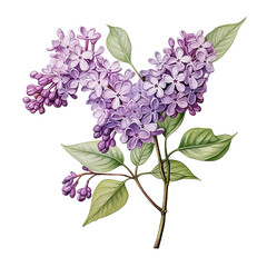 Beautiful Lilac in pencil color illustration AI generate clip arts no background png