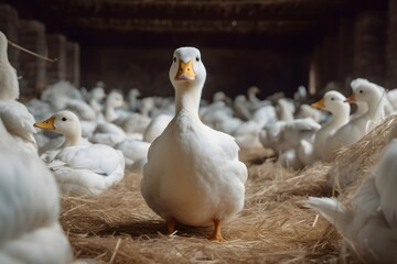 Obraz premium white in a grassy field and farm