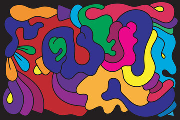 Obraz premium Colorful abstract background in doodle style. Vector illustration.