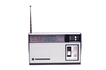 Vintage transistor radio isolated on white