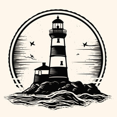 Lighthouse logo formed with simple and modern shape, drawing elegant minimalist style