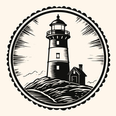 Lighthouse logo formed with simple and modern shape, drawing elegant minimalist style