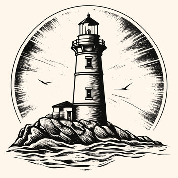 recommend clip art: Lighthouse logo formed with simple and modern shape, drawing elegant minimalist style