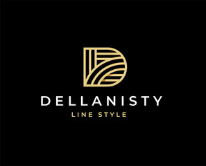 Elegant Letter D monogram logo line style vector