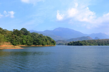 Fototapeta na wymiar the lake in front of the peruvannamuzhi (peruvannamoozhi) dam, Kuttyady (Kuttiady, Kuttyadi), Kerala, India
