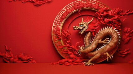Obraz premium Chinese New Year background. Illustration AI Generative.