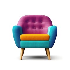 Modern vivid armchair isolated. Illustration AI Generative.