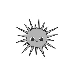 Cute animal sea urchin. Vector illustration. The cartoon character is hand drawn and isolated on a white background.