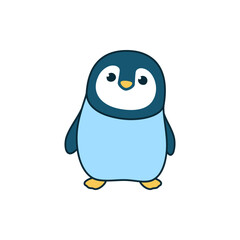 Cute penguin. Vector illustration. The cartoon character is hand drawn and isolated on a white background.