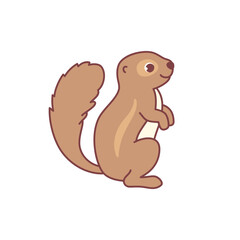 Cute animal squirrel xerus. Vector illustration. The cartoon character is hand drawn and isolated on a white background.