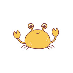Cute animal crab. Vector illustration. The cartoon character is hand drawn and isolated on a white background.