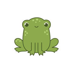 Cute animal frog. Vector illustration. The cartoon character is hand drawn and isolated on a white background.