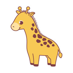 Cute animal giraffe. Vector illustration. The cartoon character is hand drawn and isolated on a white background.