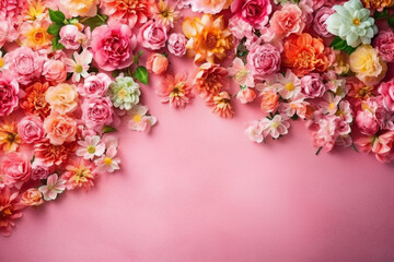 background wedding leaf nature card floral flower pink valentine blossom bouquet. Generative AI.