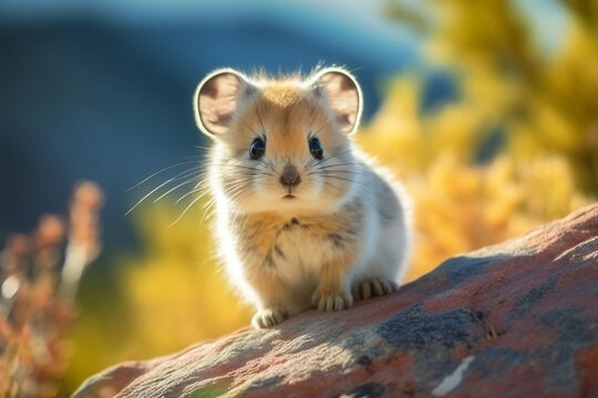 Cute Ili pika in their habitat Generative AI