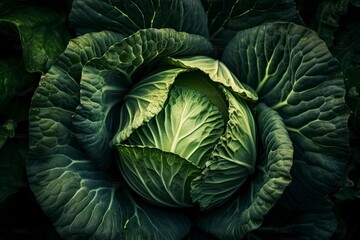 Full frame of fresh Cabbage. AI generated.