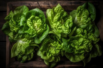 Full frame of fresh Lettuces. AI generated.