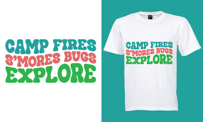 Best camping wavy,retro,typography t shirt design