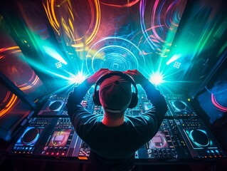 DJ at night club party, generative ai