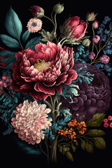 Vintage floral wallpaper. AI