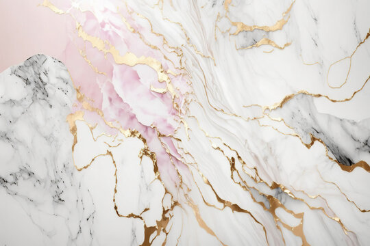 White And Pink Marble Textured Background. Abstract Design, 4k Wallpaper. AI 