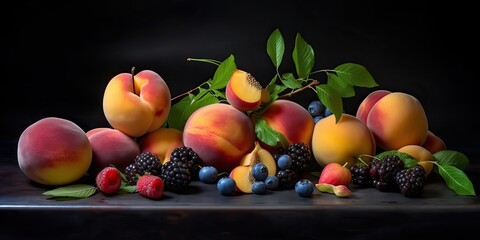 Fototapeta na wymiar Refreshing and delicious summer fruits, generative ai