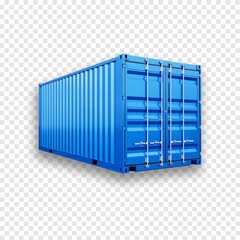 Cargo container on a transparent background. Maritime , shipping container, marine container, sea container. Sea transportation, cargo transportation.