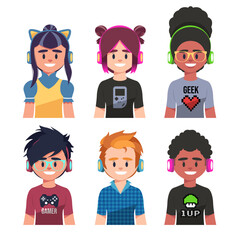 Cute Avatar Gamers young Smiling © Vinini