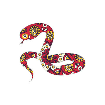 Vector tattoo art snake hand drawing mandala and sketch