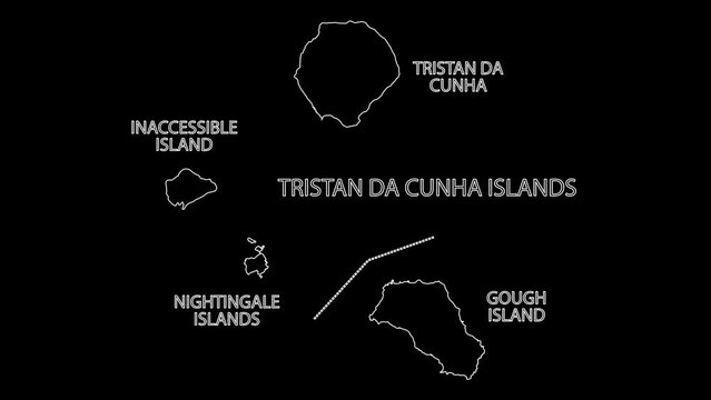 Tristan da Cunha Islands map outline animation