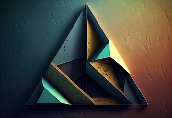 Abstract geometric shapes in blue, yellow and brown colors. Generative AI
