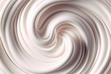 Close up of a white whipped cream swirl in the shape of a spiral. Generative AI