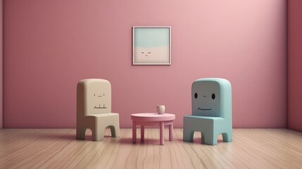 Sofa Cushion In Living Room With Pastel Background ; Generating AI Illustration