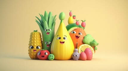 Lovely Colorful And Fresh Tropical Fruits With Pastel Background ; Generating AI Illustration