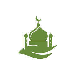 Mosque Leaf Creative Islamic logo design template, logo with a minimalist style.
