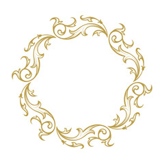 Floral circle Frame in classic style. Cute retro calligraphic fram