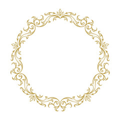 Floral circle Frame in classic style. Cute retro calligraphic fram