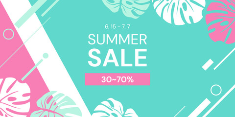 Summer sale banner design template. Vector illustration