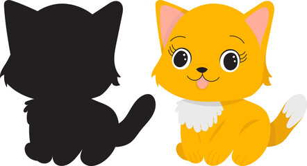kitten, on a white background in a flat style, isolated vector