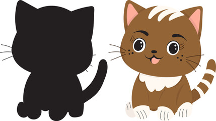 Obraz premium kitten, on a white background in a flat style, isolated 