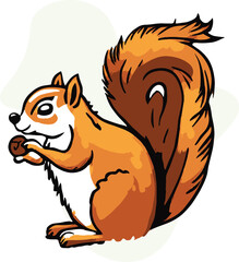 squirrel with nut vector illustration