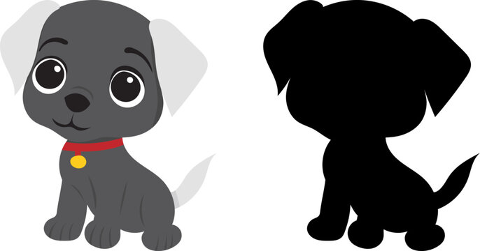 puppy, on a white background in a flat style, isolated vector